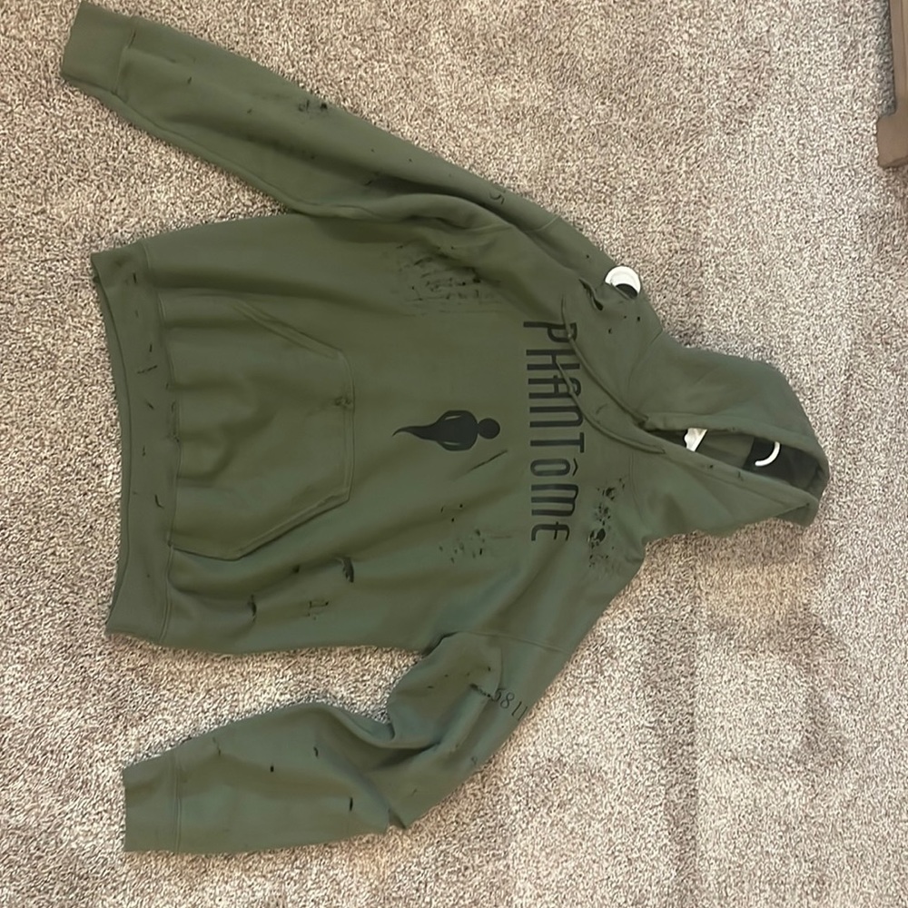 Medium sized custom green hoodie.